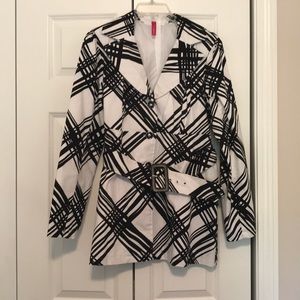 Black and white light spring styled pea-coat